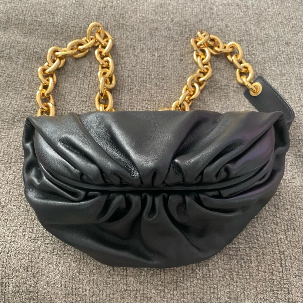 Bottega Veneta Black Crescent Pouch Clutch